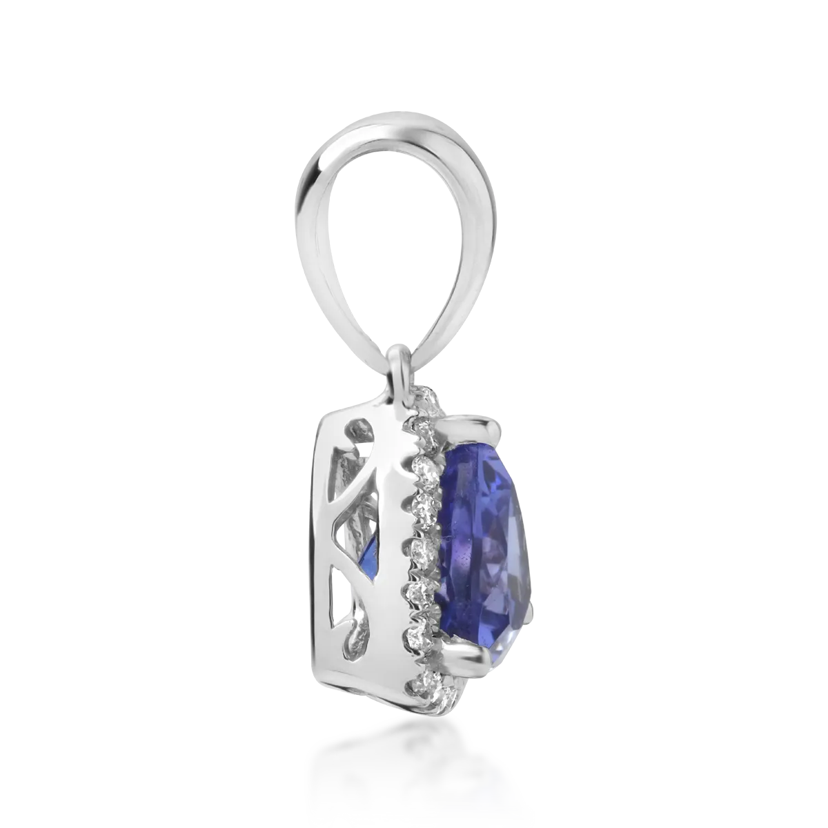 14K white gold pendant with tanzanite of 1.05ct and diamonds of 0.11ct
