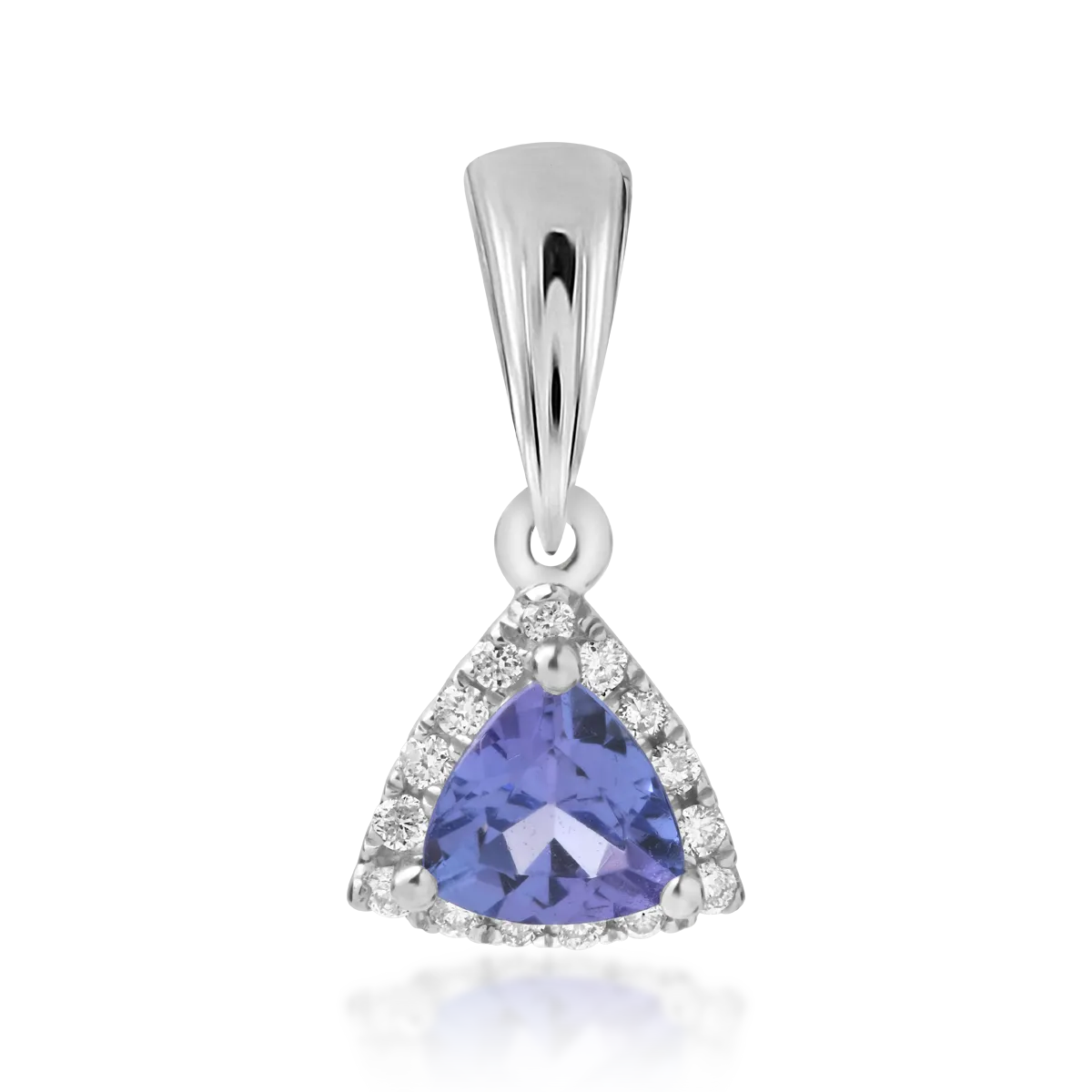 Pandantiv din aur alb cu tanzanit triangle de 0.46ct si diamante de 0.08ct