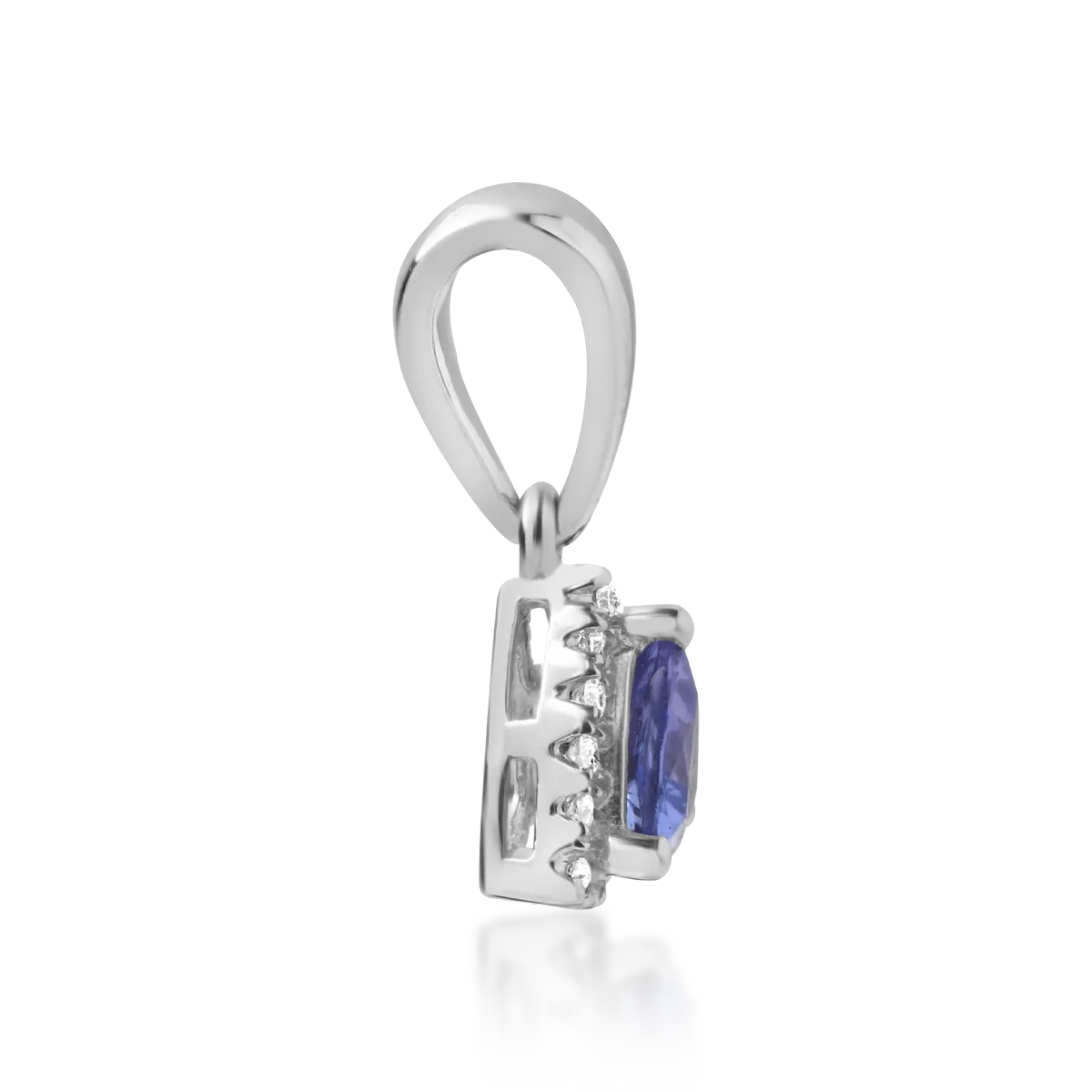 Pandantiv din aur alb de 14K cu tanzanit de 0.46ct si diamante de 0.08ct