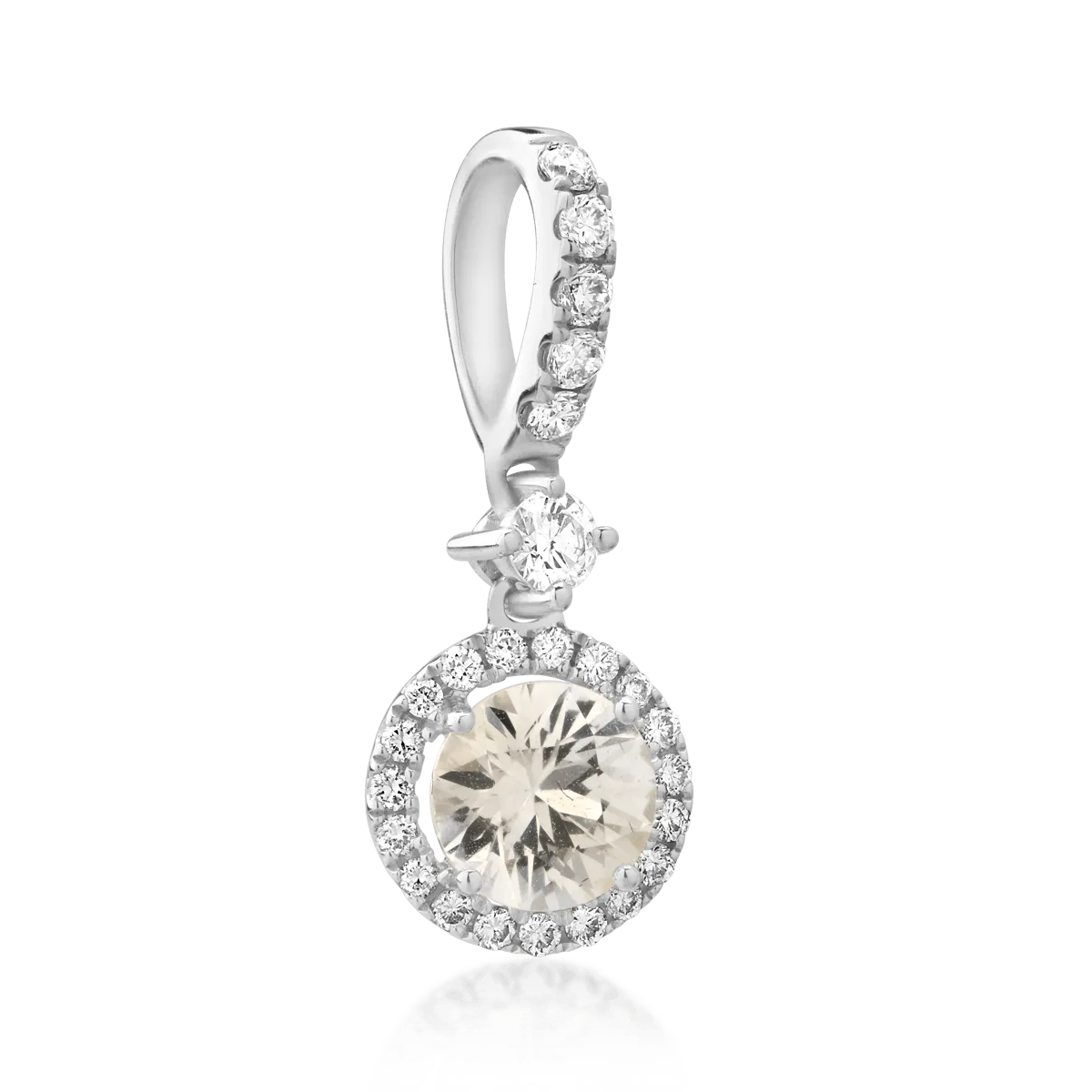 18K white gold pendant with 0.72ct yellow sapphire and 0.23ct diamonds