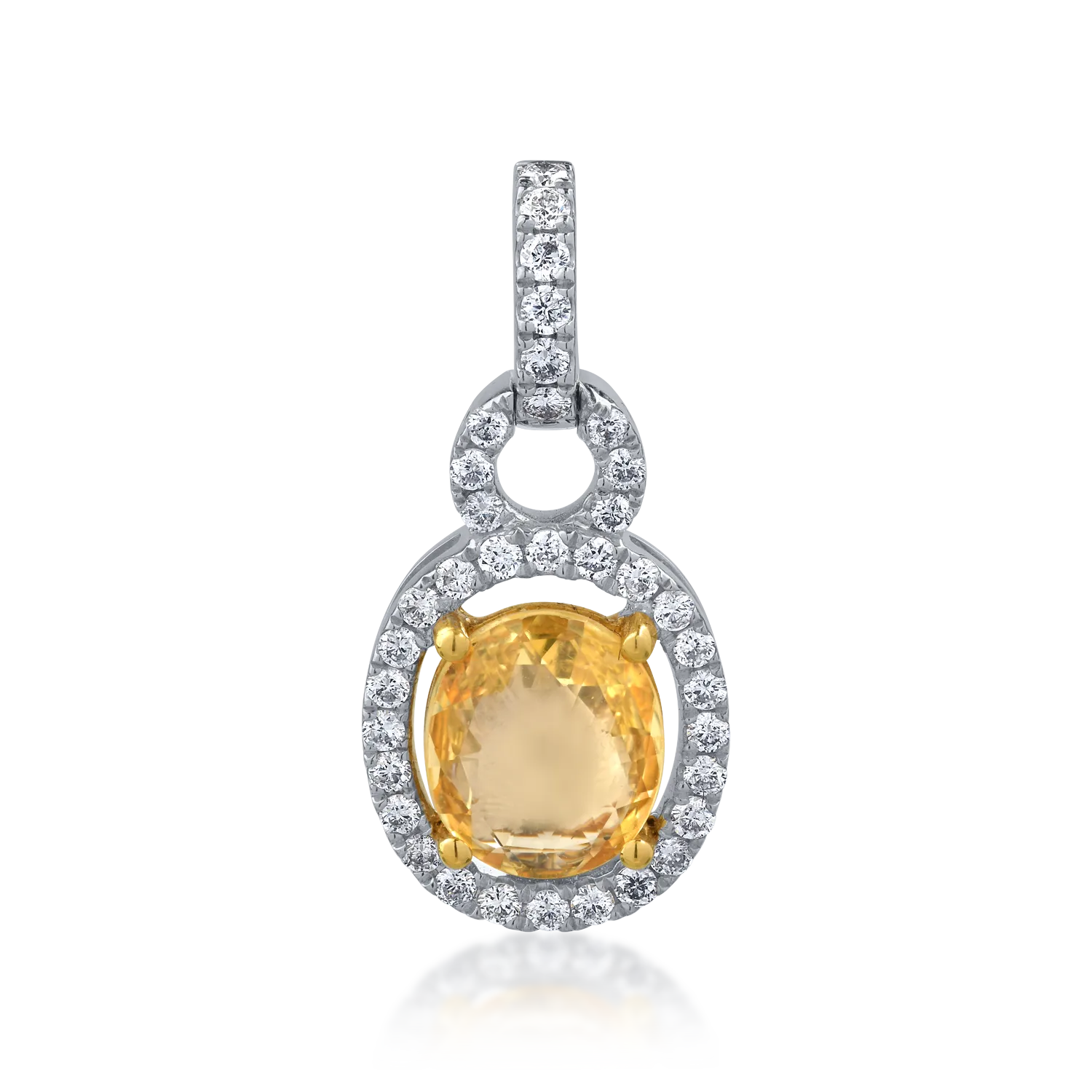 Teilor Pandantiv din aur alb cu safir oval de 1.5ct si diamante de 0.31ct