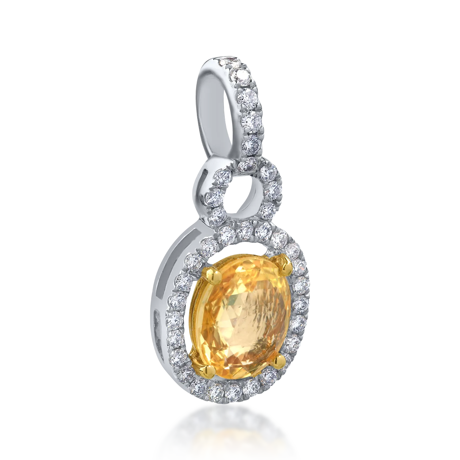 Pandantiv din aur alb cu safir de 1.5ct si diamante de 0.31ct