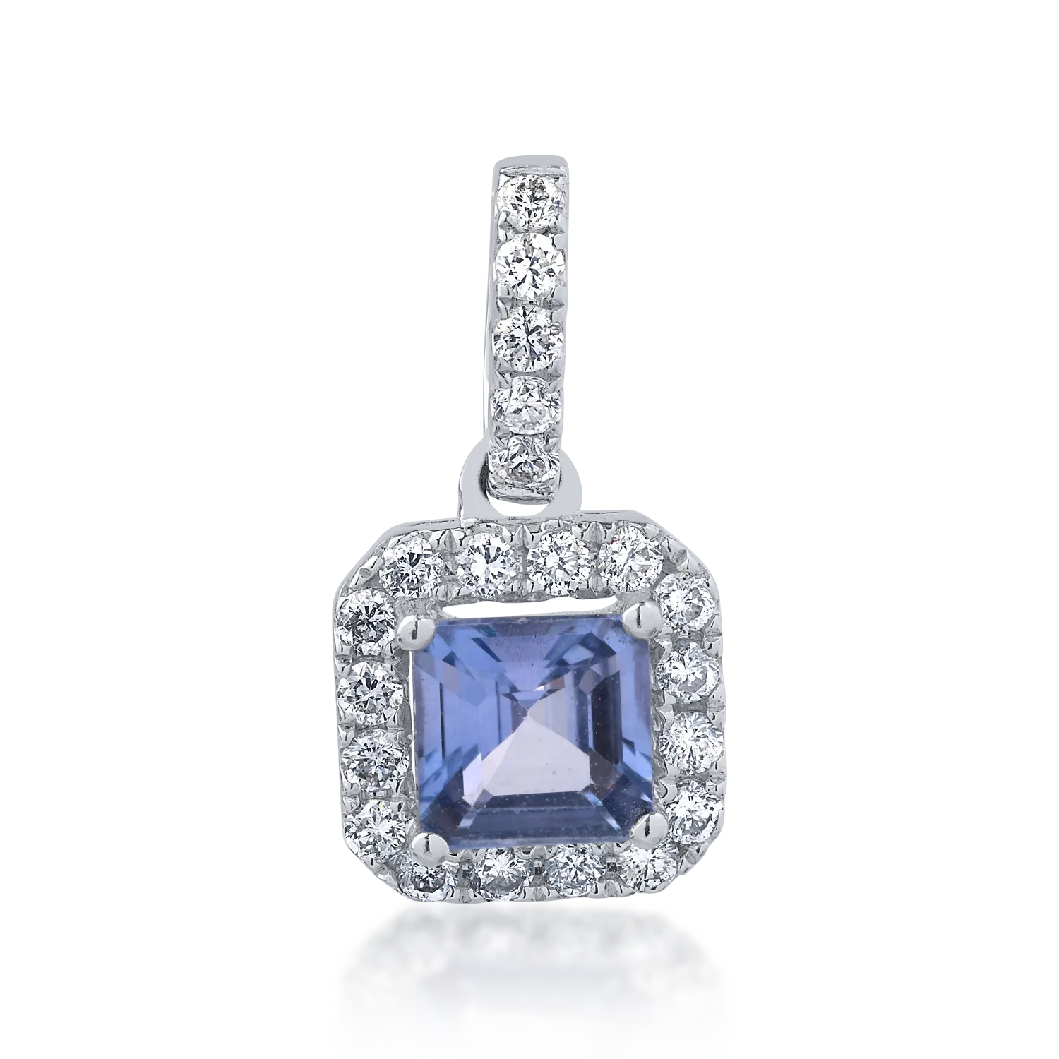 18K white gold pendant with 0.77ct sapphire and 0.24ct diamonds