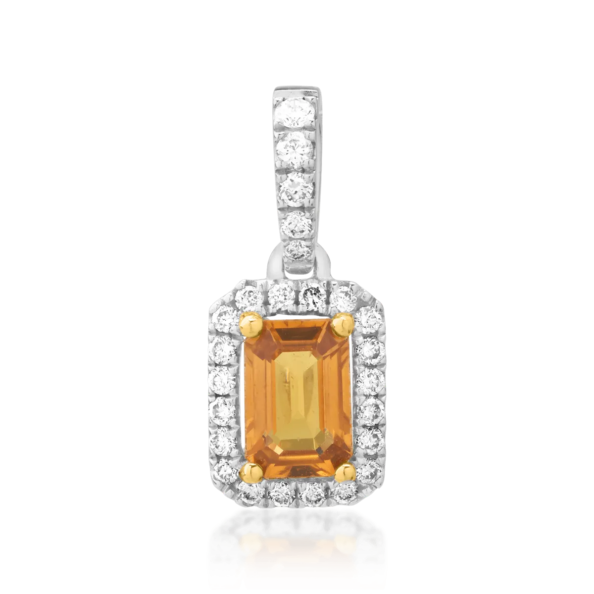 18K white gold pendant with 0.61ct yellow sapphire and 0.16ct diamonds