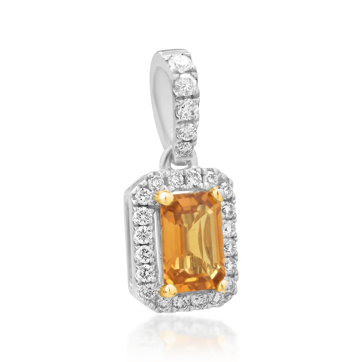 18K white gold pendant with 0.61ct yellow sapphire and 0.16ct diamonds