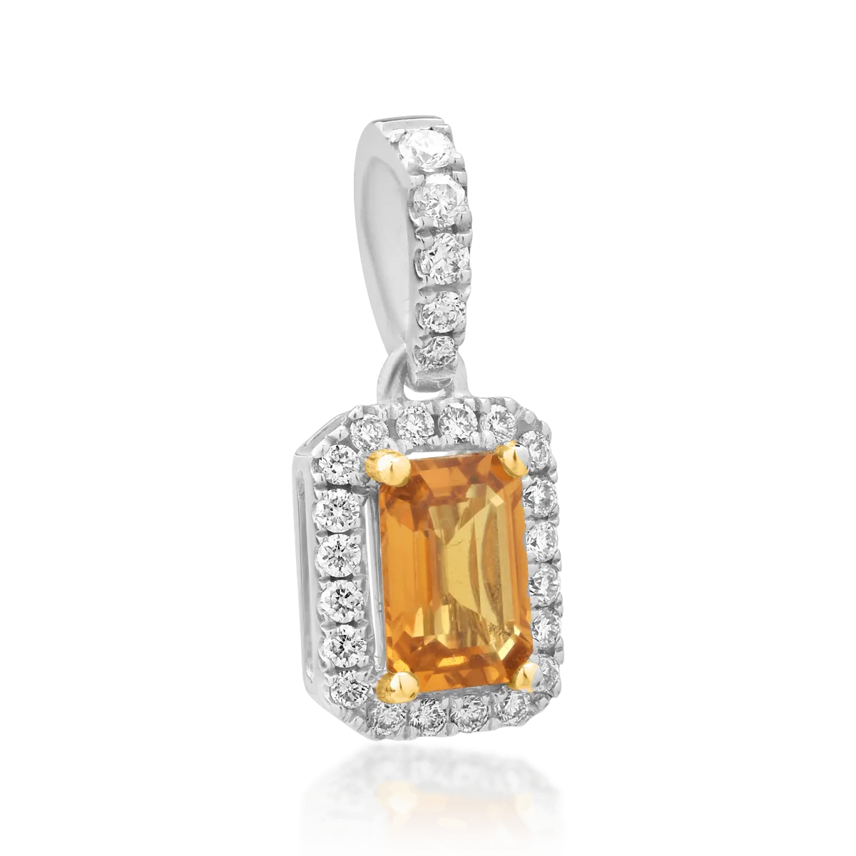 Medál 18K-os fehér aranyból 0.61ct sárga zafírral és 0.16ct gyémánttal