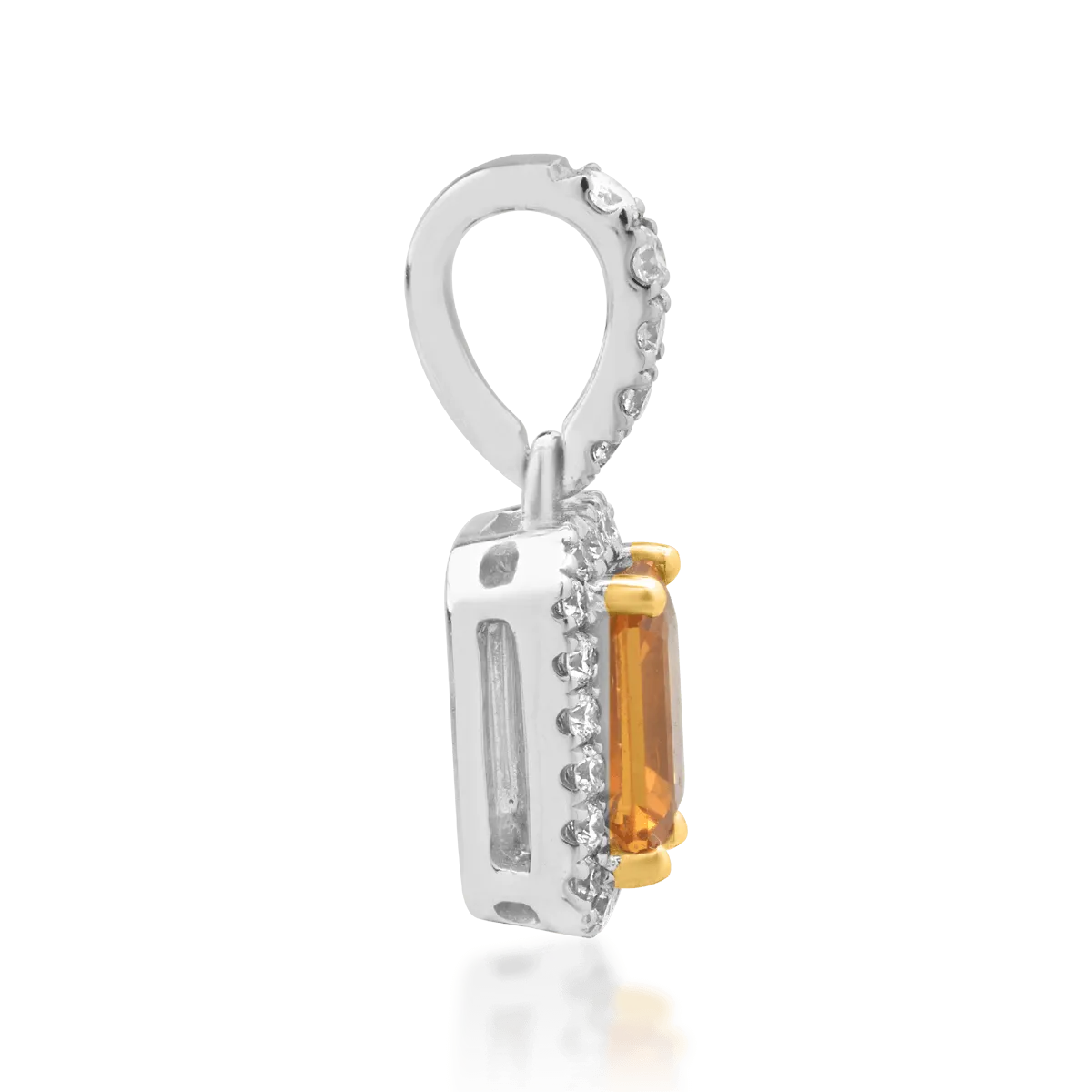 Висулка от бяло злато 18К с жълт сапфир 0.61гкт и диаманти от 0.16кт.