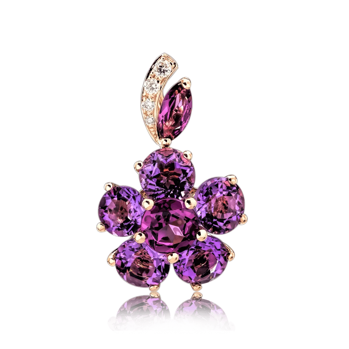 18K rose gold pendant with 3.55ct precious and semiprecious stones