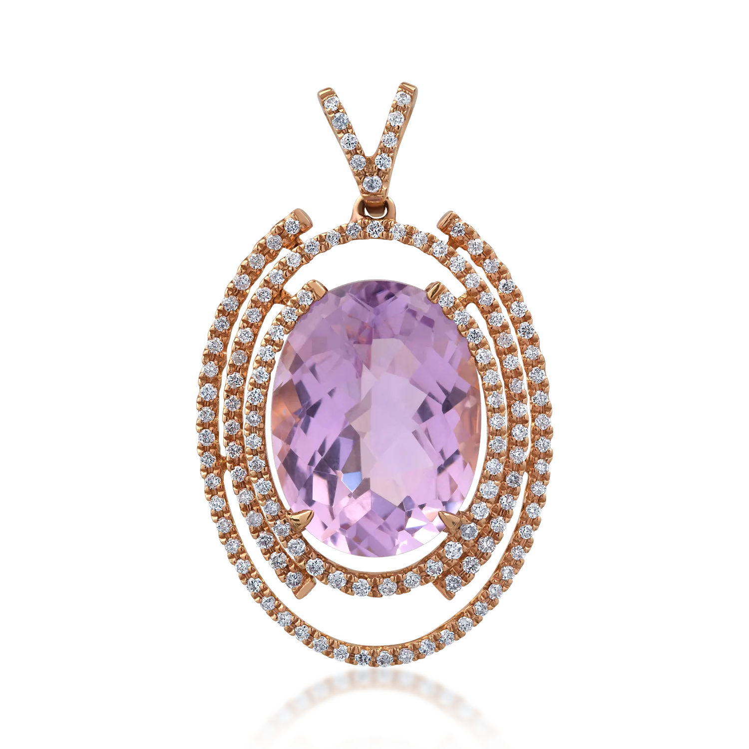 Zawieszka z 18K różowego złota z 9.2ct różowym ametystem i 0.55ct brylantami
