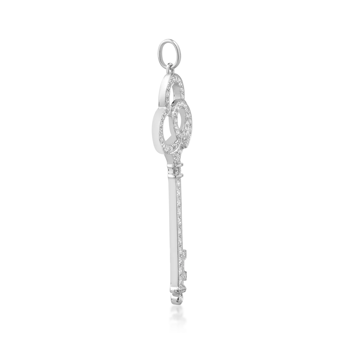 Pandantiv cheie din aur alb de 18K cu diamante de 0.85ct
