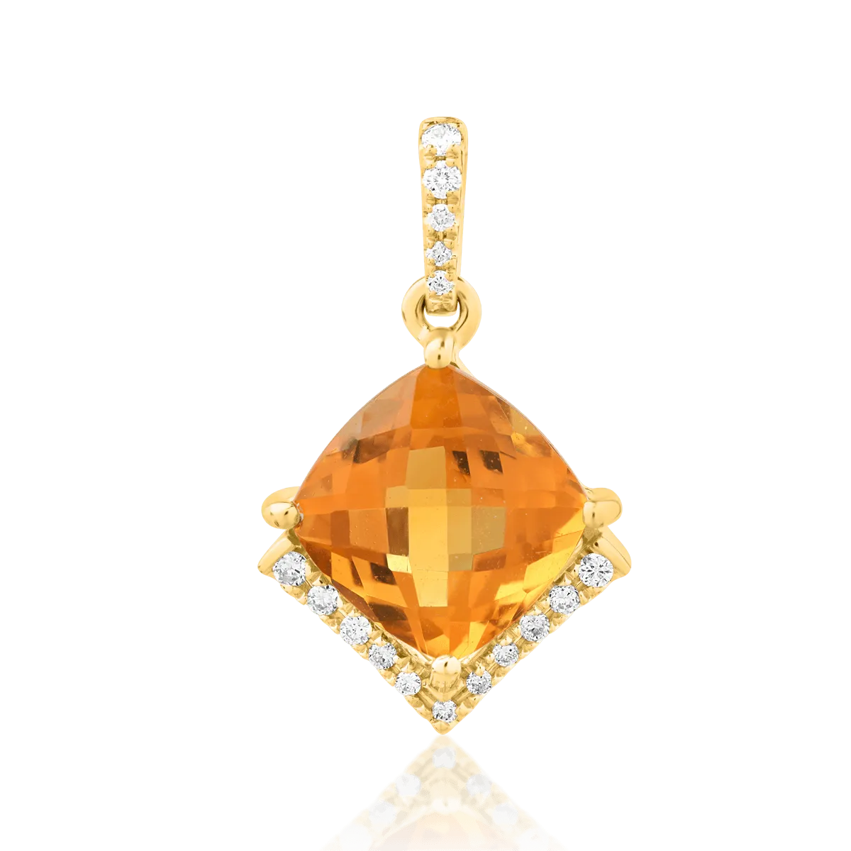 Pandantiv din aur galben de 18K cu citrin de 2.2ct si diamante de 0.08ct