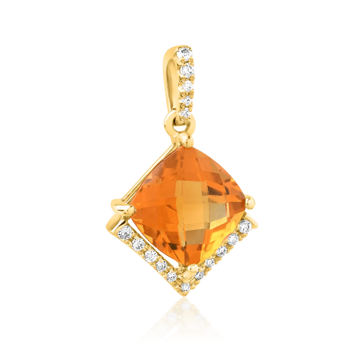 18K yellow gold pendant with citrine of 2.2ct and diamonds of 0.08ct