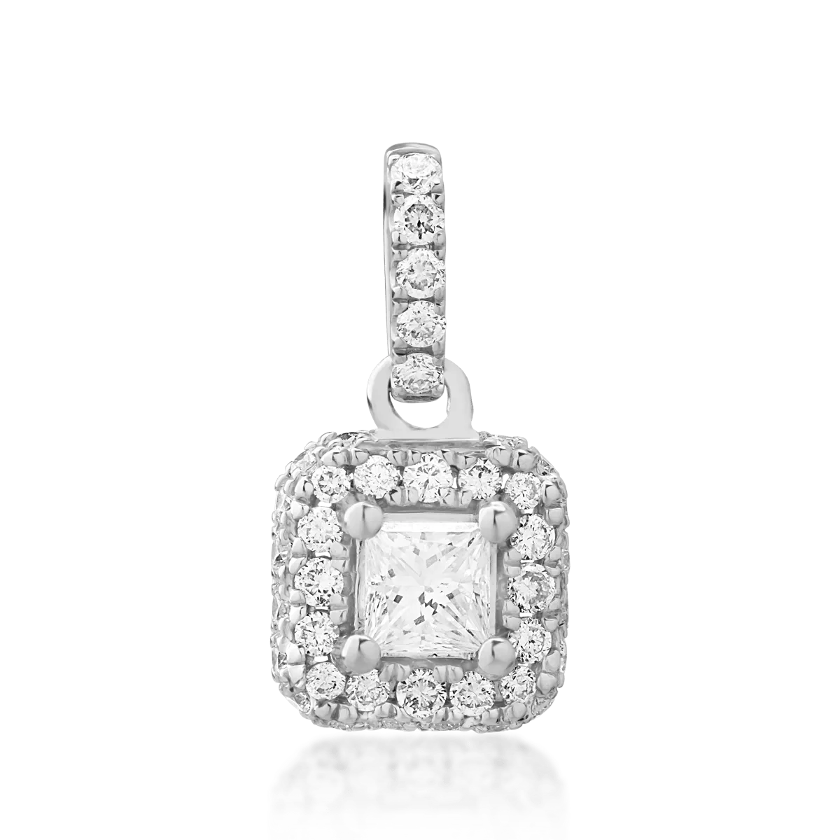 Pandantiv din aur alb de 18K cu diamant de 0.16ct si diamante de 0.2ct