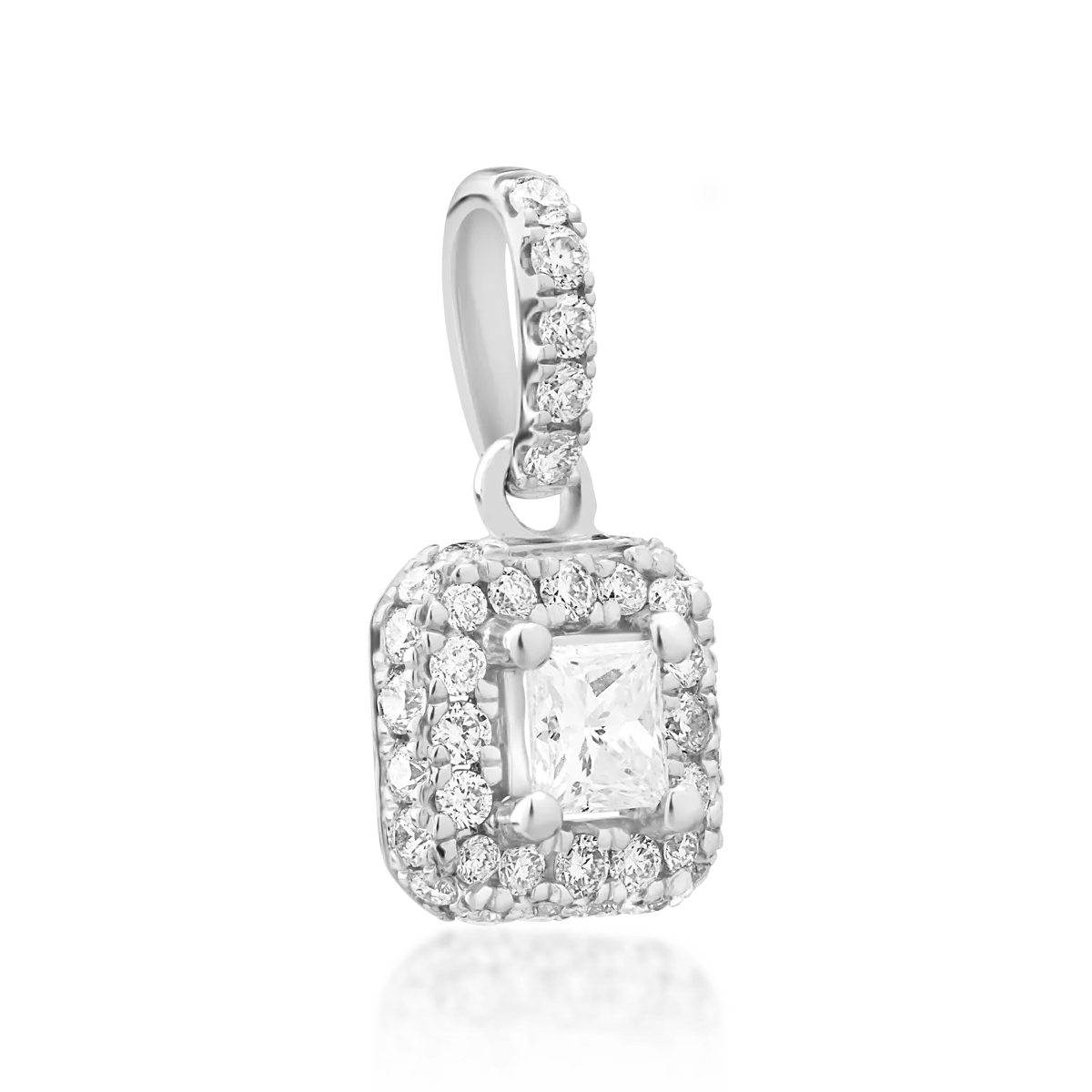 Pandantiv din aur alb de 18K cu diamant de 0.16ct si diamante de 0.2ct