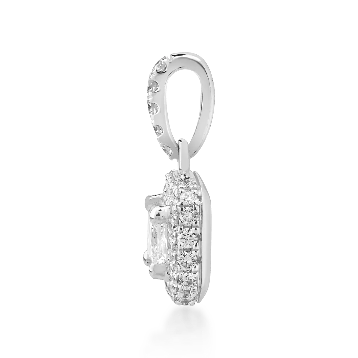 Pandantiv din aur alb de 18K cu diamant de 0.16ct si diamante de 0.2ct