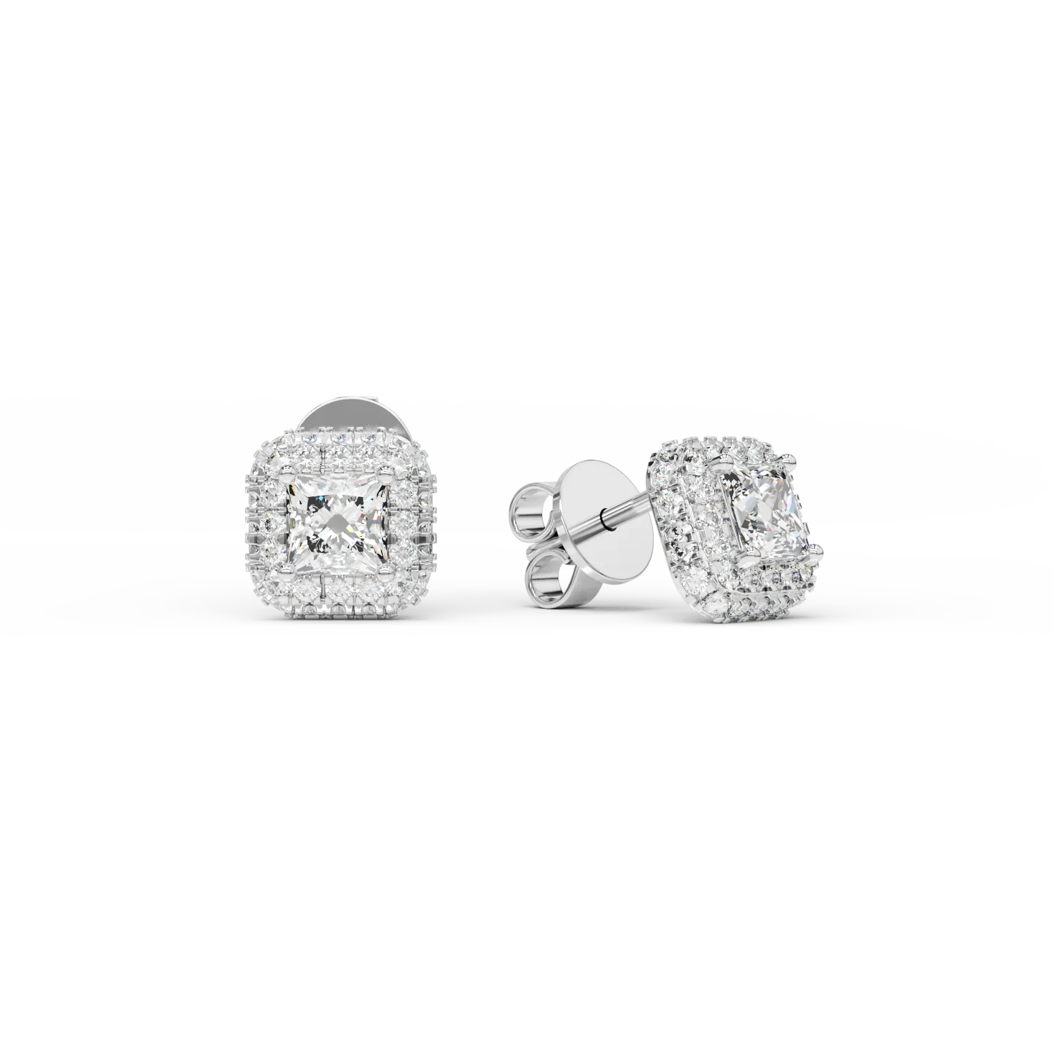 Cercei din aur alb de 18K cu diamante de 0.41ct