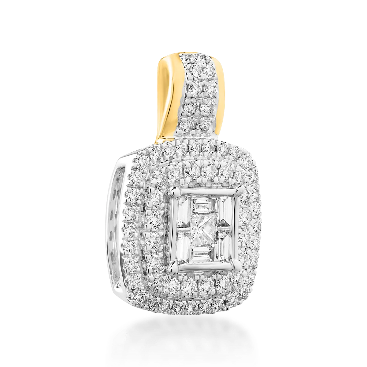 Pandantiv din aur alb-galben de 18K cu diamante de 0.45ct