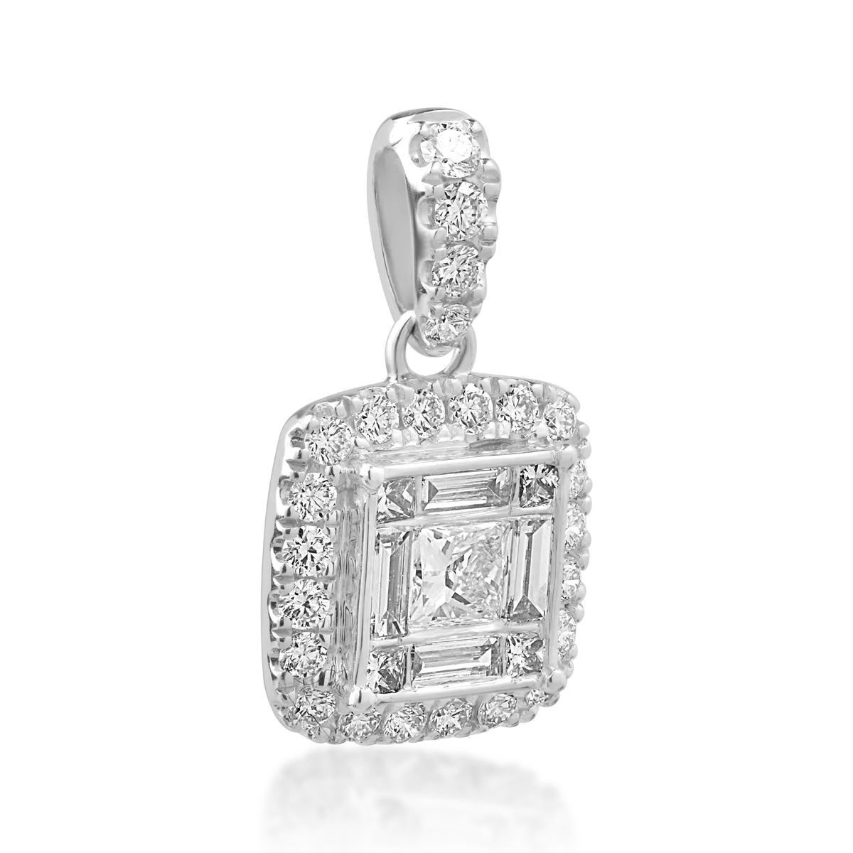 Pandantiv din aur alb de 18K cu diamante de 0.45ct