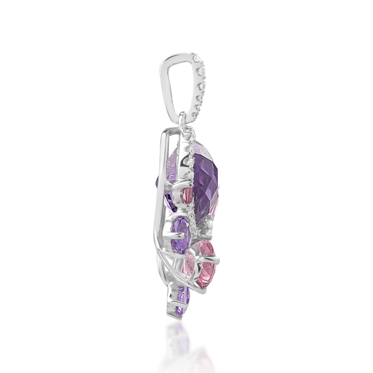 Pandantiv din aur alb cu pietre pretioase si semipretioase de 6.9ct