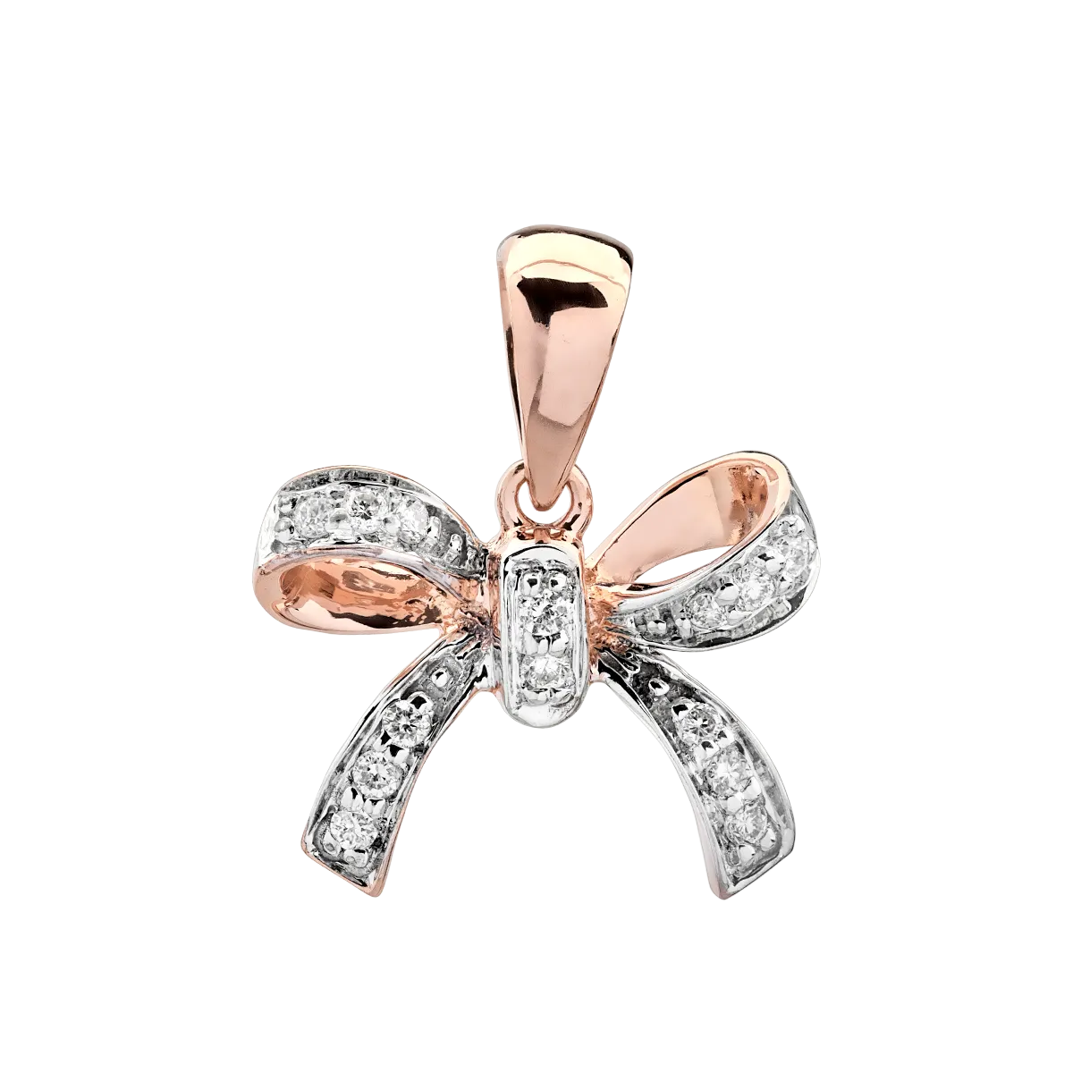 Pandantiv fundita din aur alb-roz cu diamante de 0.076ct