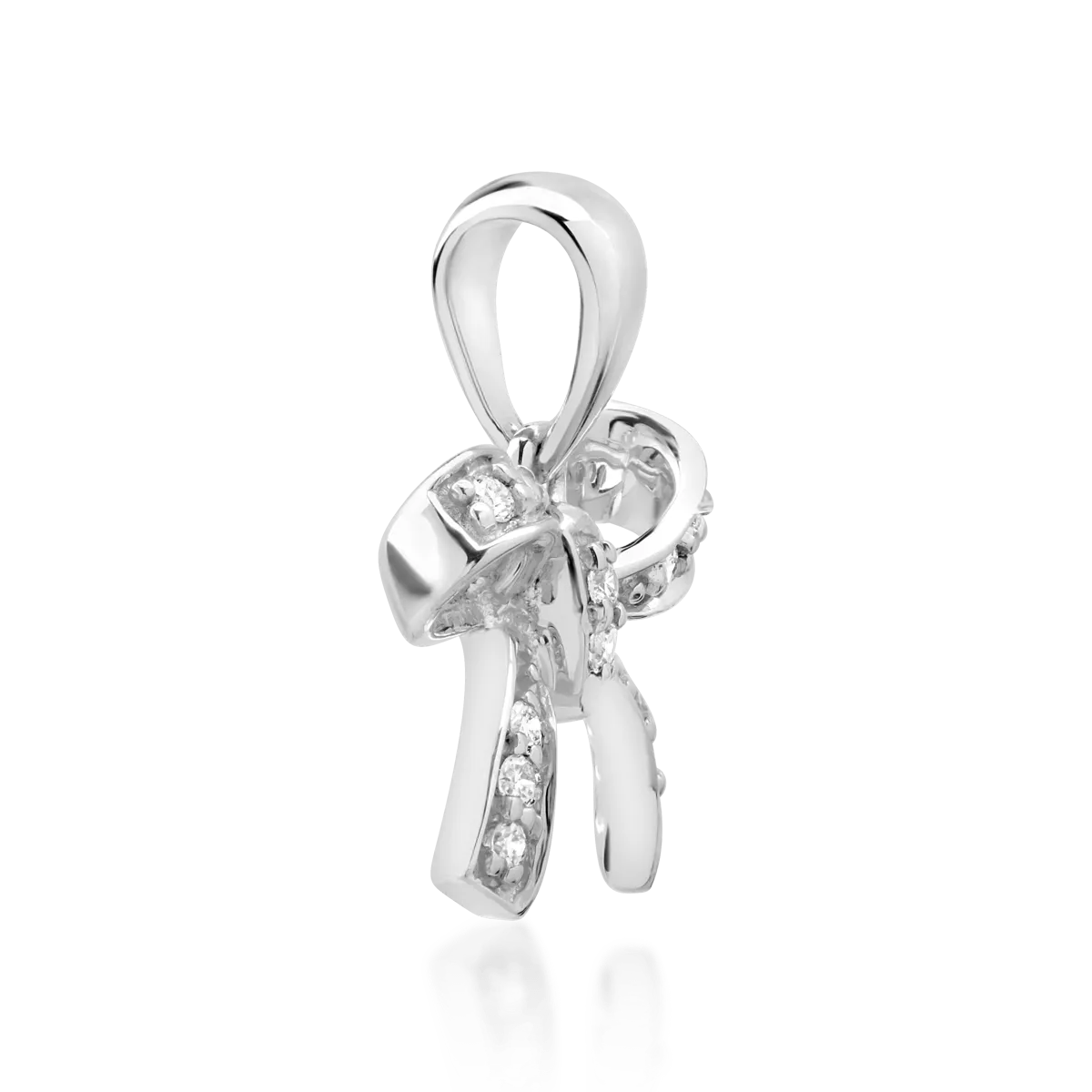 Pandantiv fundita din aur alb cu diamante de 0.073ct
