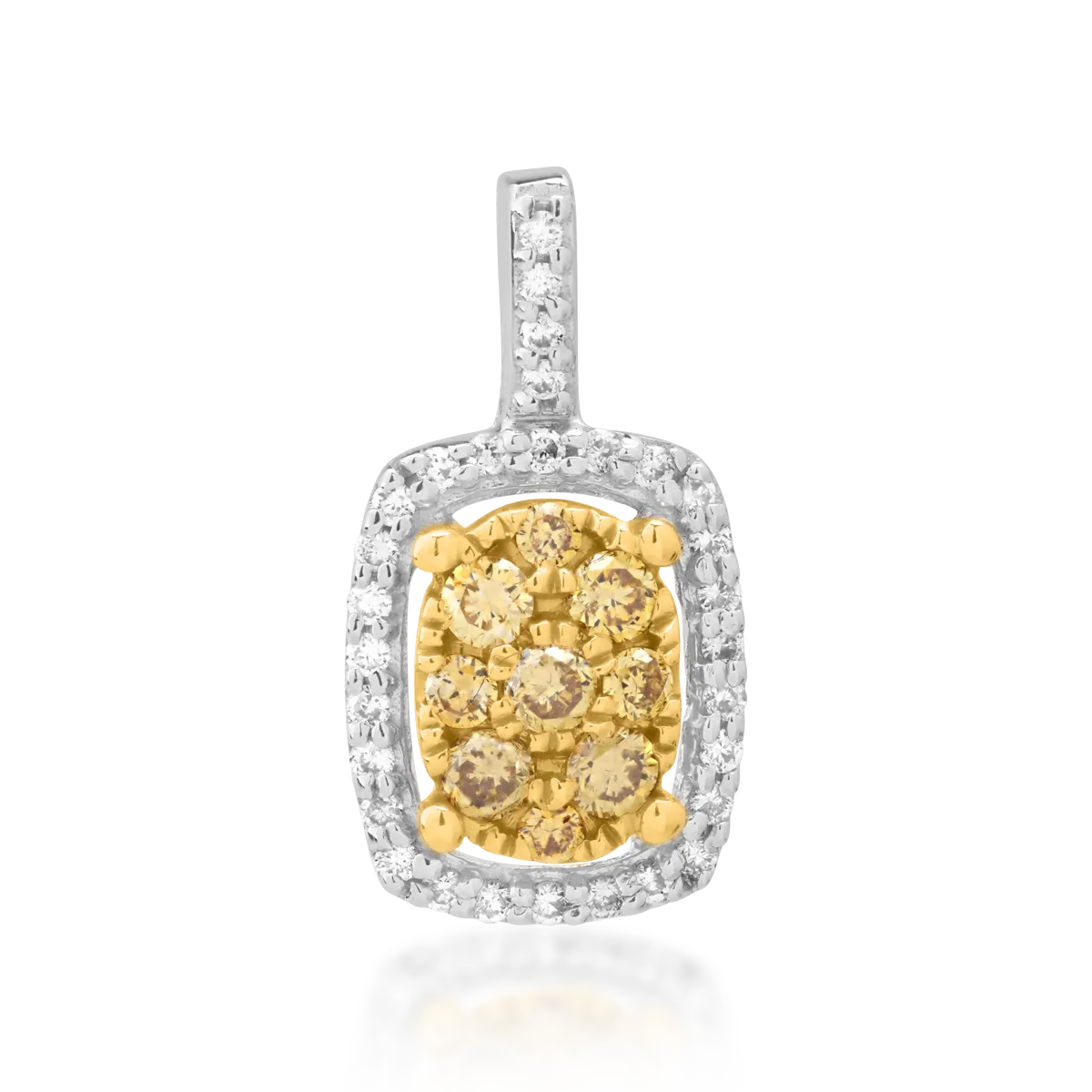 Pandantiv din aur alb de 18K cu diamante galbene de 0.18ct si diamante transparente de 0.08ct