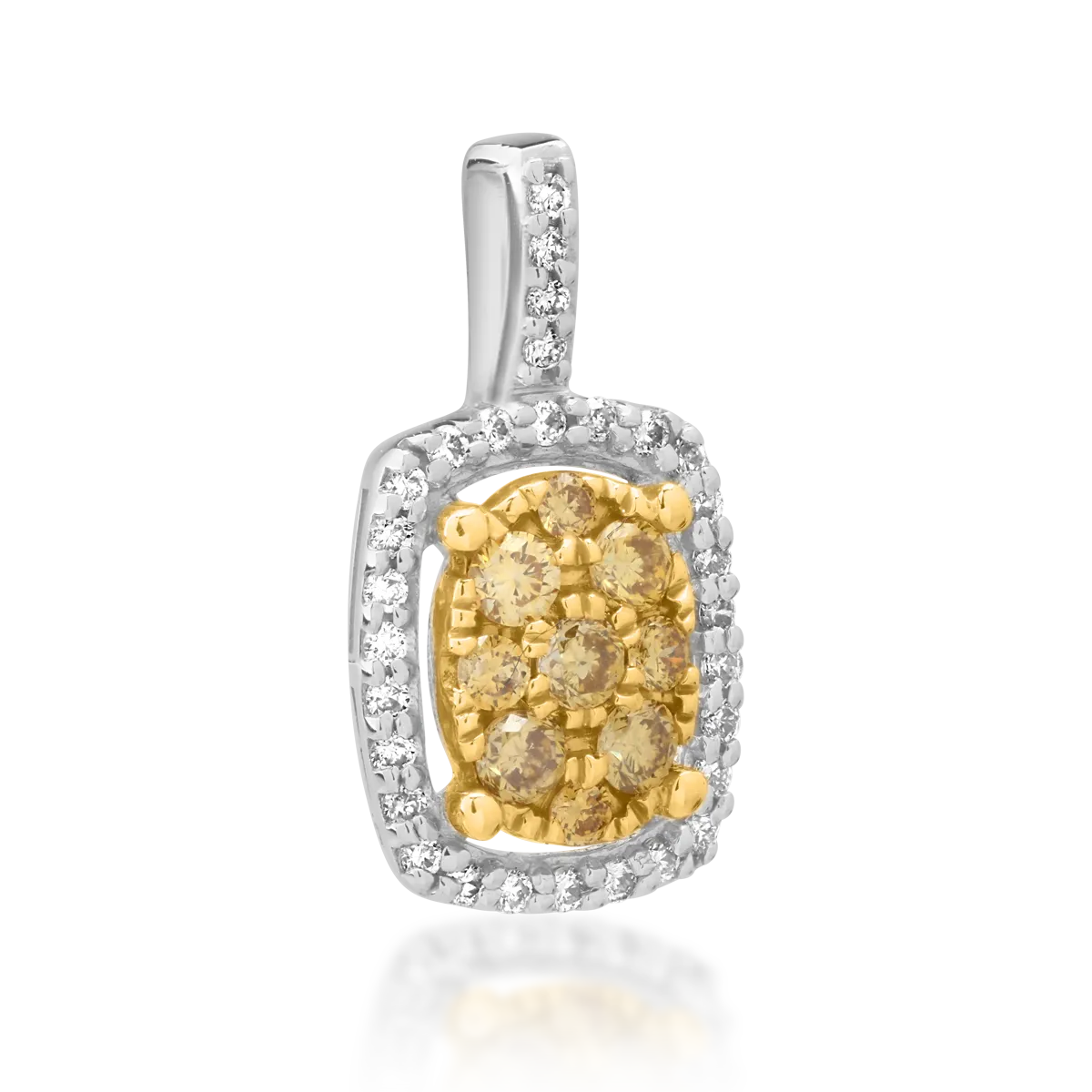 Pandantiv din aur alb cu diamante galbene de 0.18ct si diamante transparente de 0.08ct