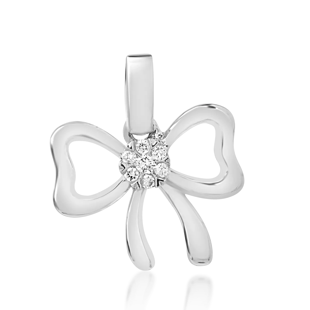 Pandantiv fundita din aur alb de 18K cu diamante de 0.025ct