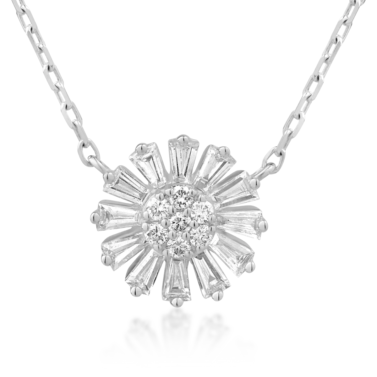 Lant cu pandantiv din aur alb cu diamante baguette de 0.38ct