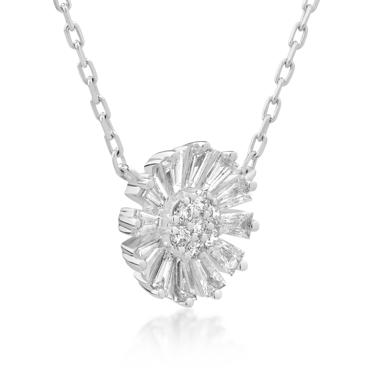 Lant cu pandantiv din aur alb de 14K cu diamante de 0.38ct