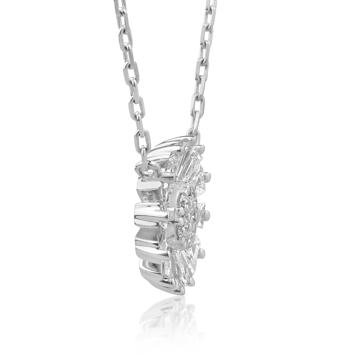 Lant cu pandantiv din aur alb de 14K cu diamante de 0.38ct