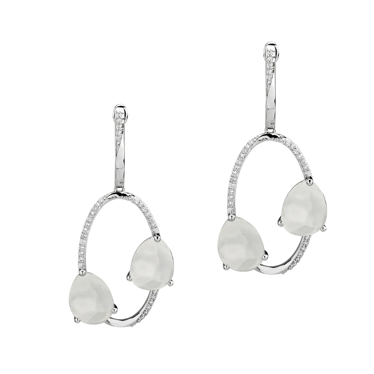 18K white gold earrings with 8.75ct white moonstone and 0.283ct diamonds-104790