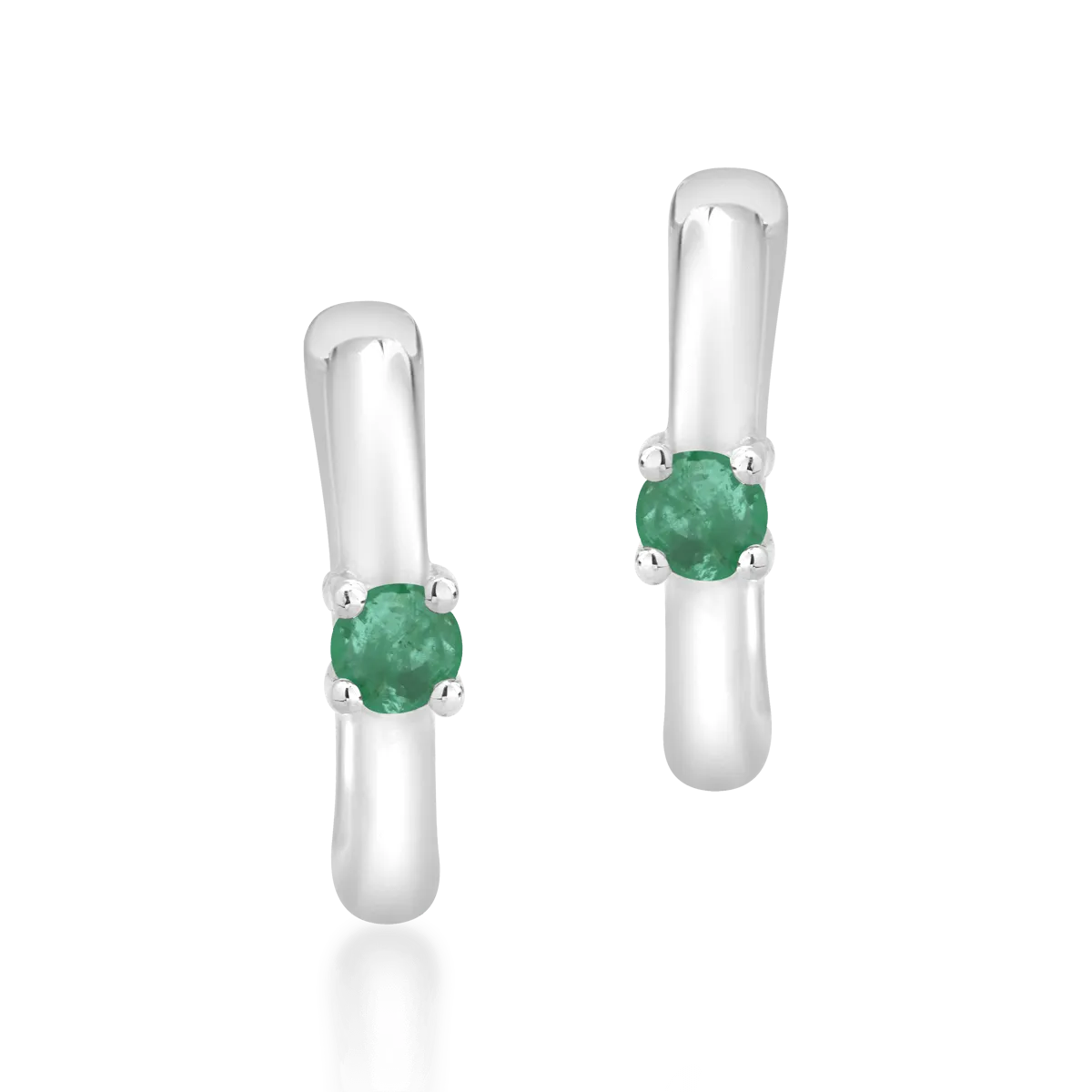 14K white gold children earrings with 0.099ct emeralds-104794