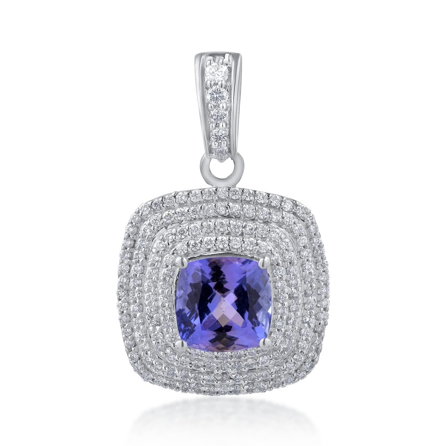 Teilor Pandantiv din aur alb cu tanzanit oval de 2.49ct si diamante de 0.66ct