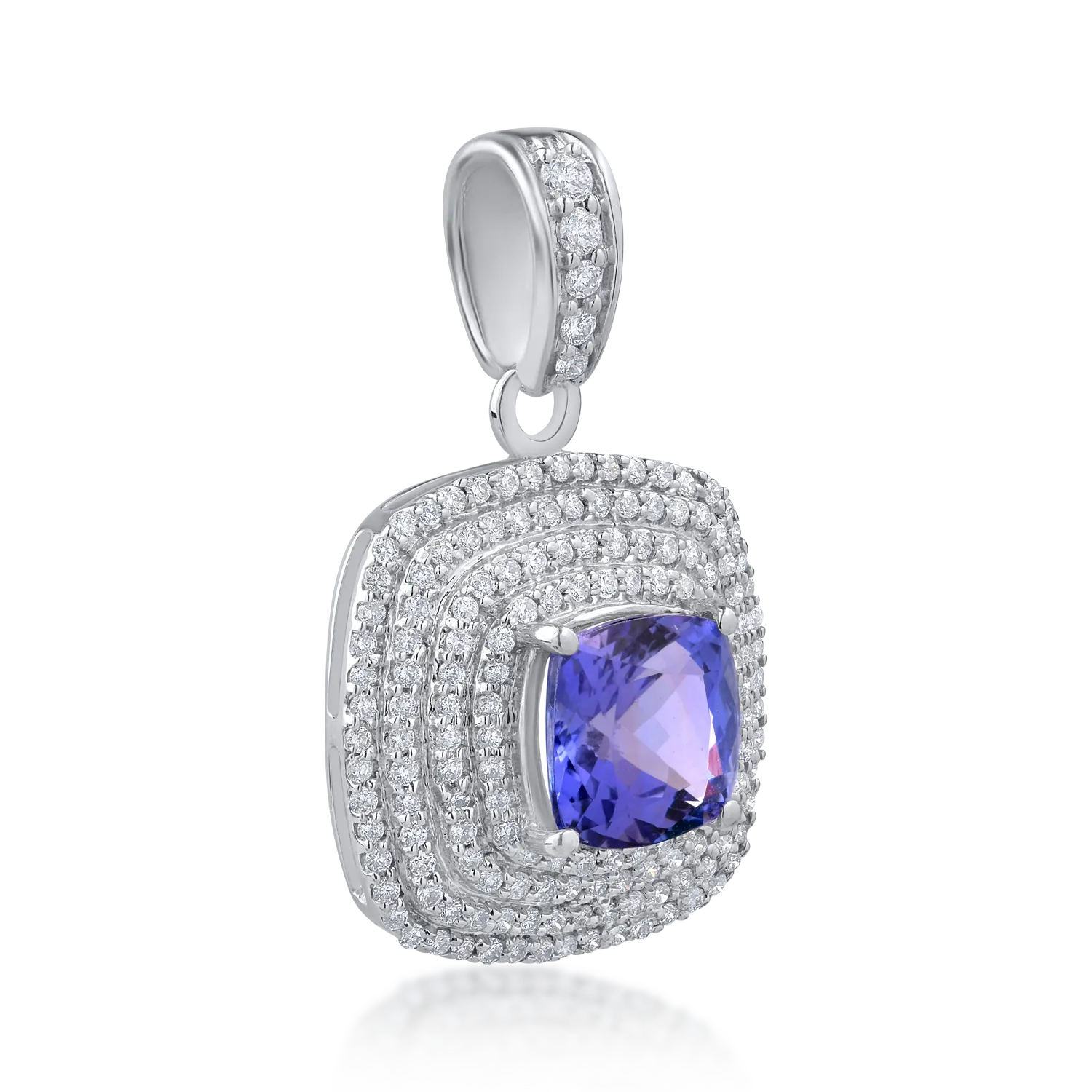 14K fehérarany medál 2.49ct tanzanittal és 0.66ct gyémántokkal