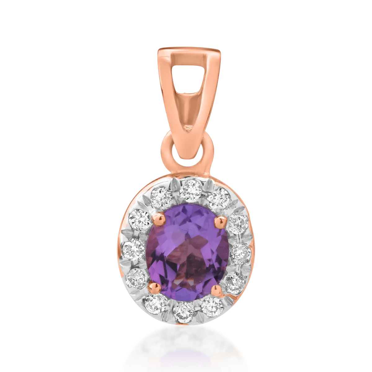 14K rose gold pendant with 0.56ct amethyst and 0.135ct diamonds