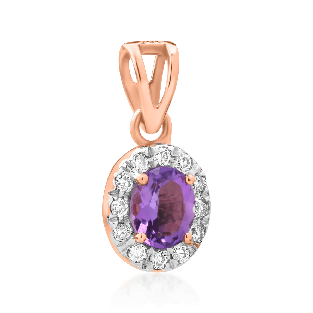 14K rose gold pendant with 0.56ct amethyst and 0.135ct diamonds