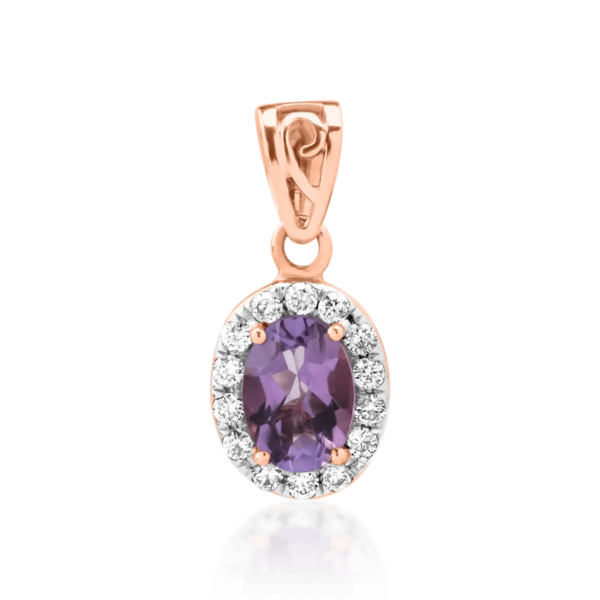 14K rose gold pendant with 0.72ct amethyst and 0.17ct diamonds