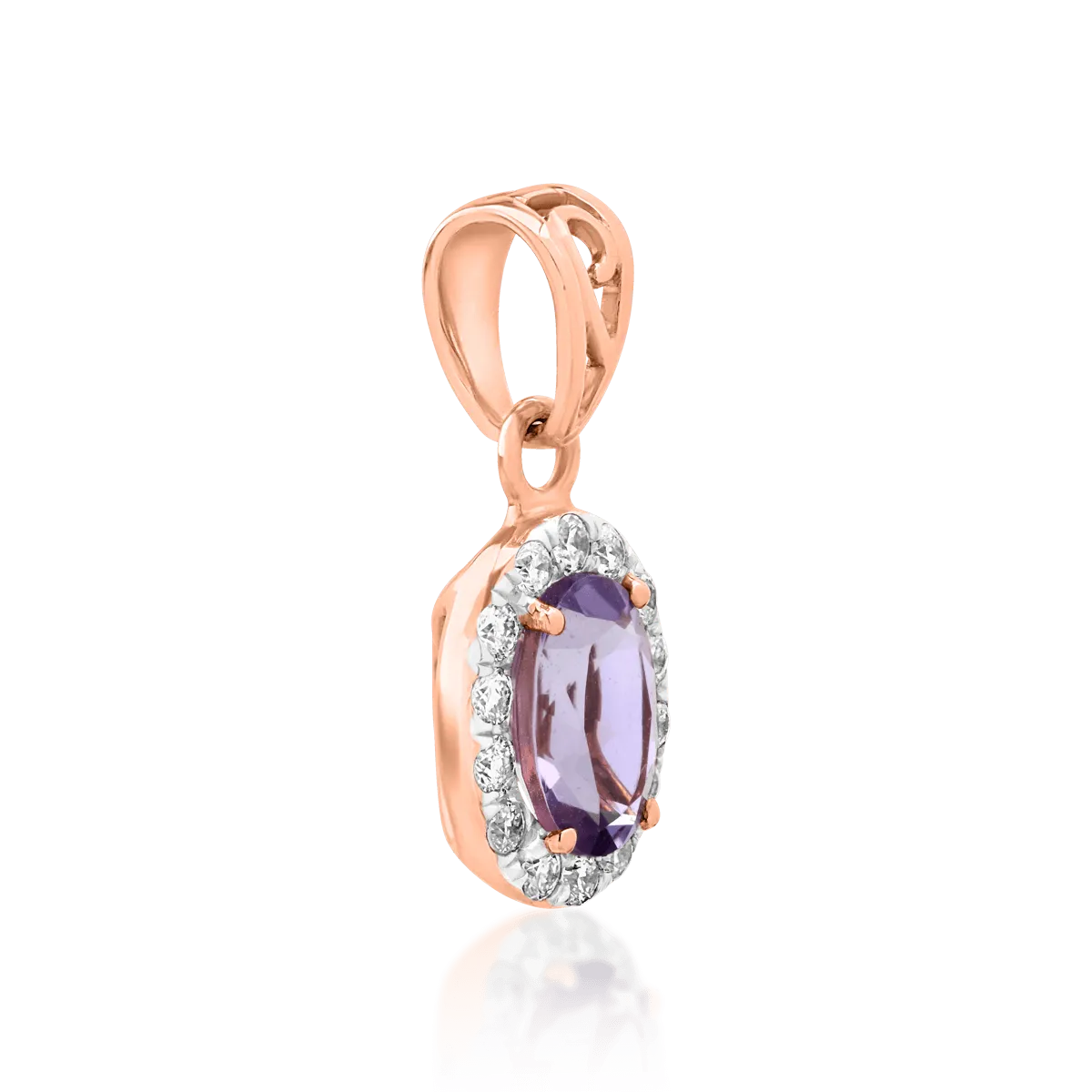 14K rose gold pendant with 0.72ct amethyst and 0.17ct diamonds