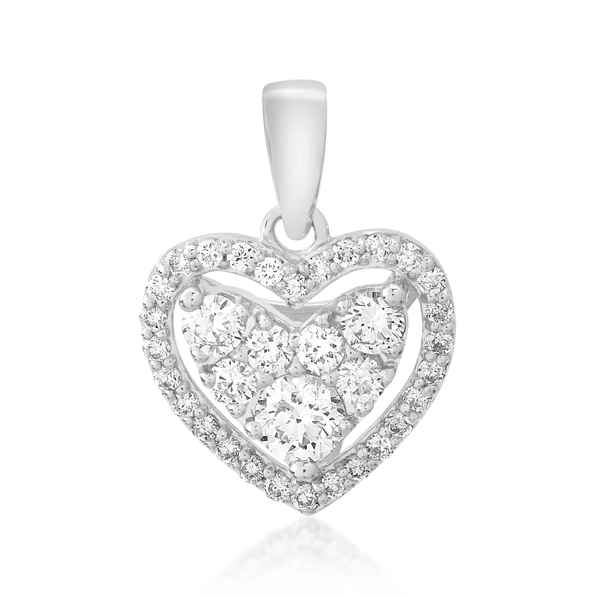 Pandantiv inimioara din aur alb cu diamante de 0.5ct