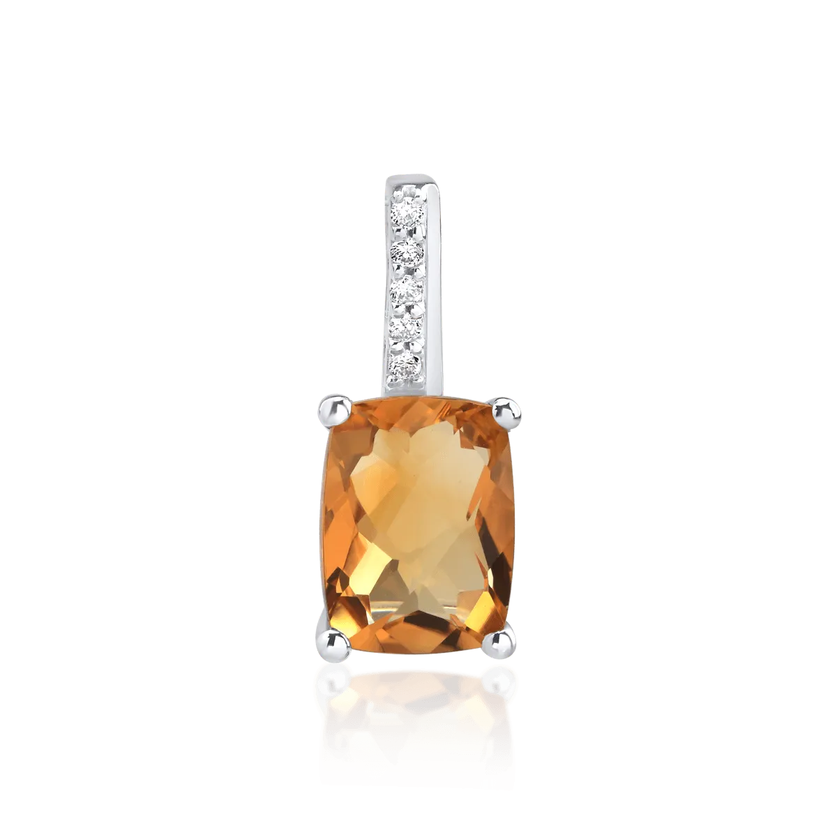 Medál 14K-os fehér aranyból 1,22ct citrinnel és 0,028ct gyémánttal