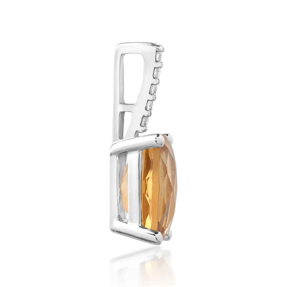 14K white gold pendant with 1.22ct citrine and 0.028ct diamonds