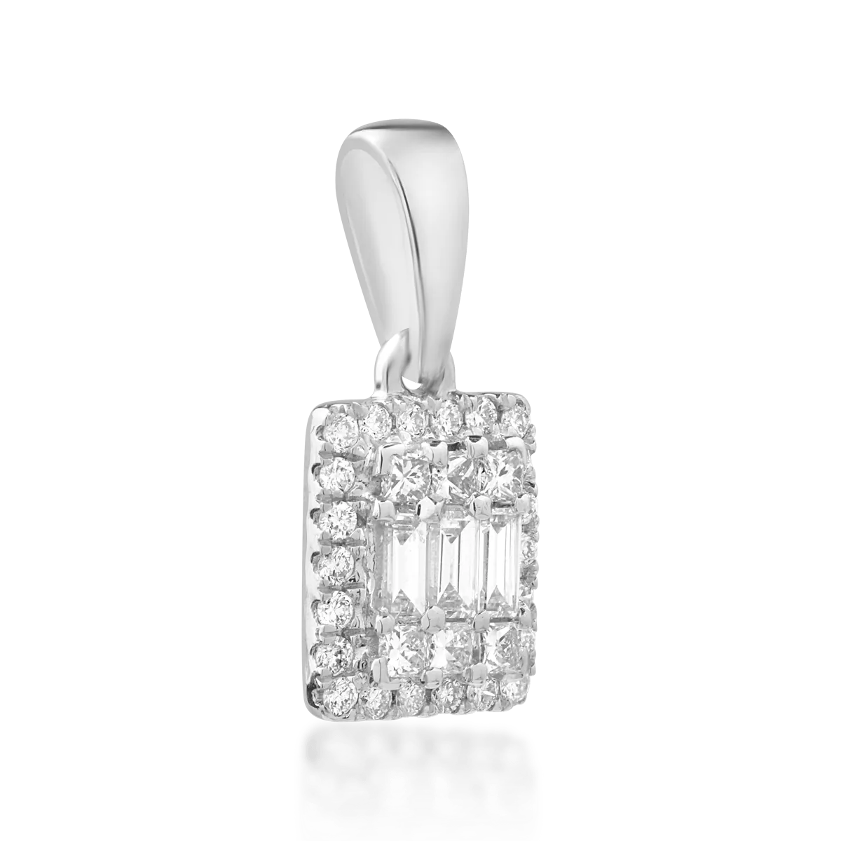 Pandantiv din aur alb de 14K cu diamante de 0.26ct