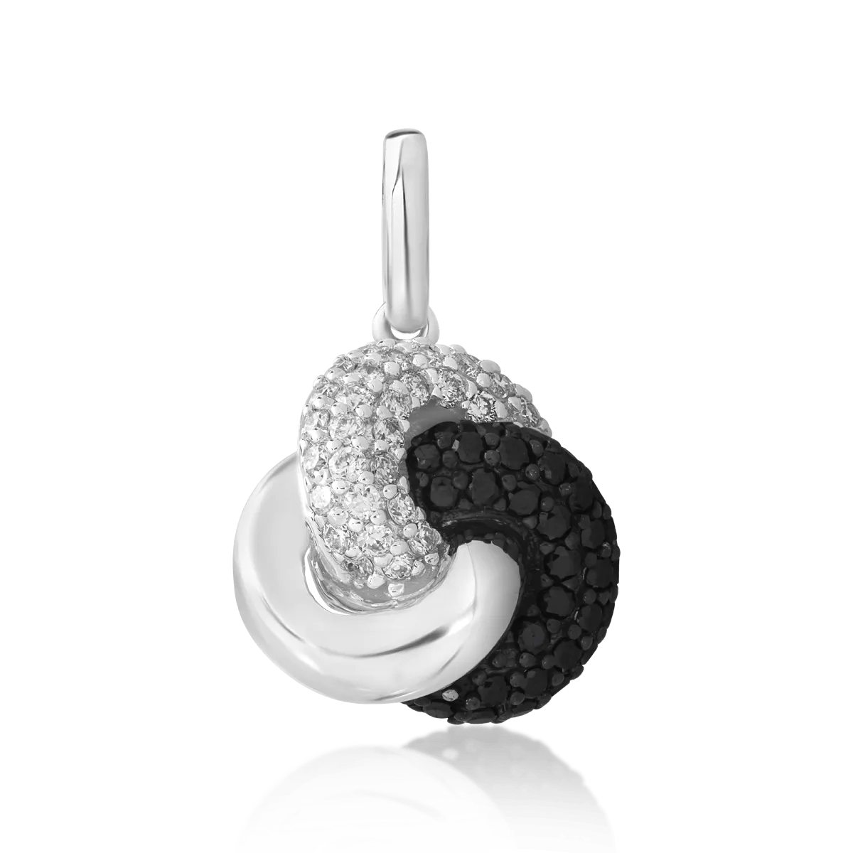 Pandantiv din aur alb de 14K cu diamante negre de 0.21ct si diamante transparente de 0.18ct-104848
