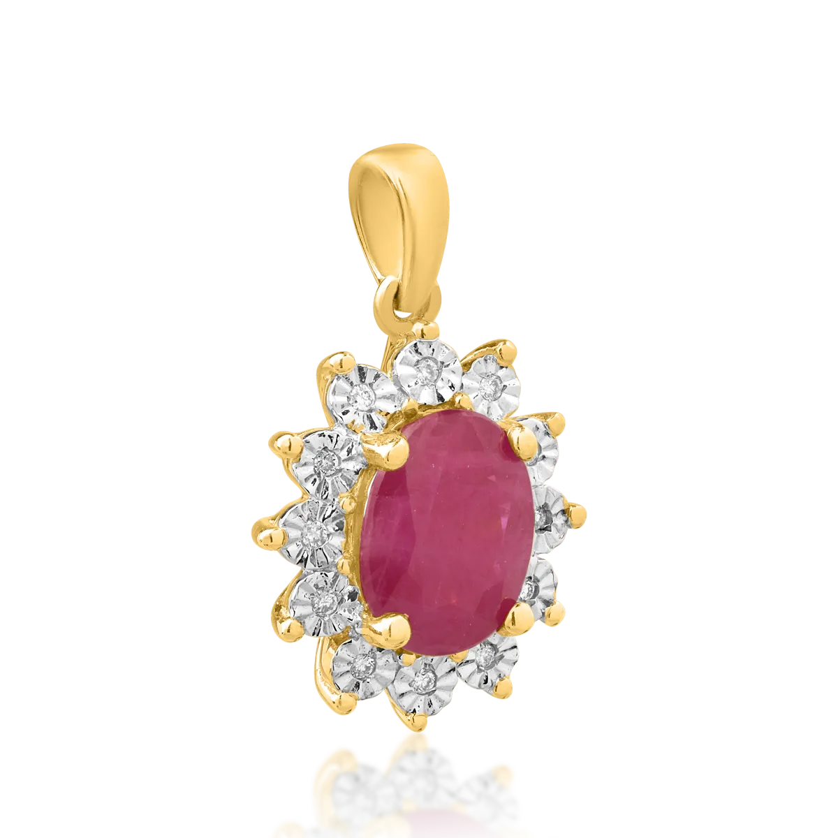 14 k sárga arany medál 1.33ct ruby