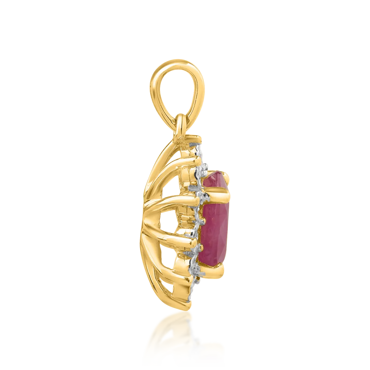 Pandantiv din aur galben de 14K cu rubin de 1.33ct si diamante de 0.03ct - 1 | YEO