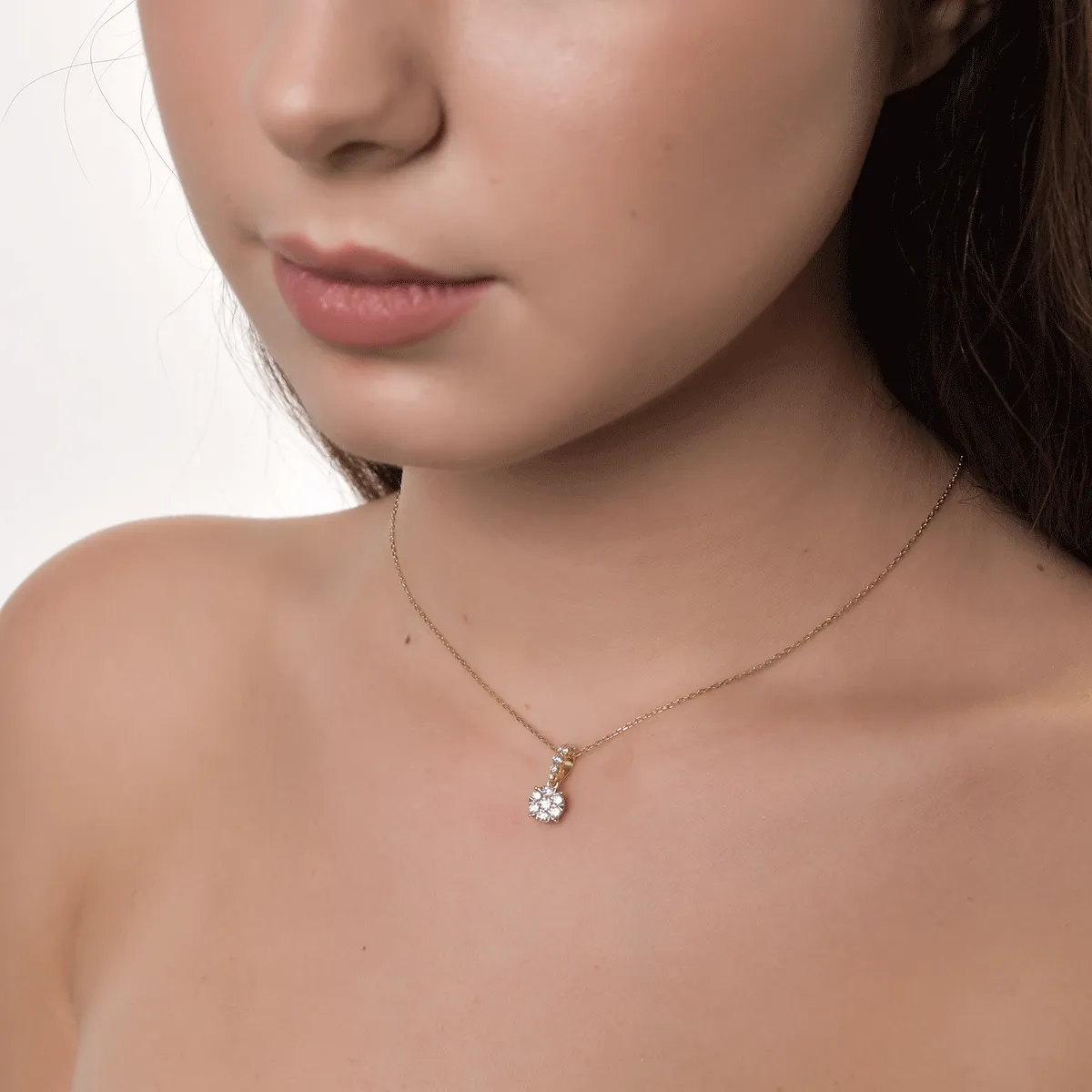 Pandantiv din aur alb-galben cu diamante de 0.515ct