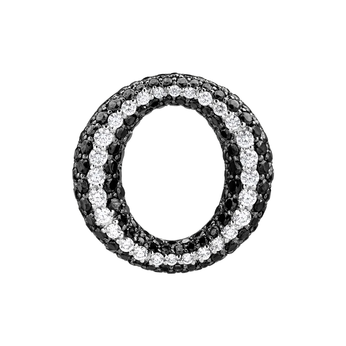 Pandantiv din aur alb cu diamante transparente de 0.44ct si diamante negre de 1.73ct