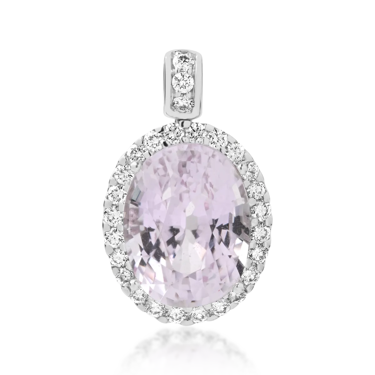 18K fehér arany medál 6.21ct kunzite-val és 0.44ct gyémántokkal