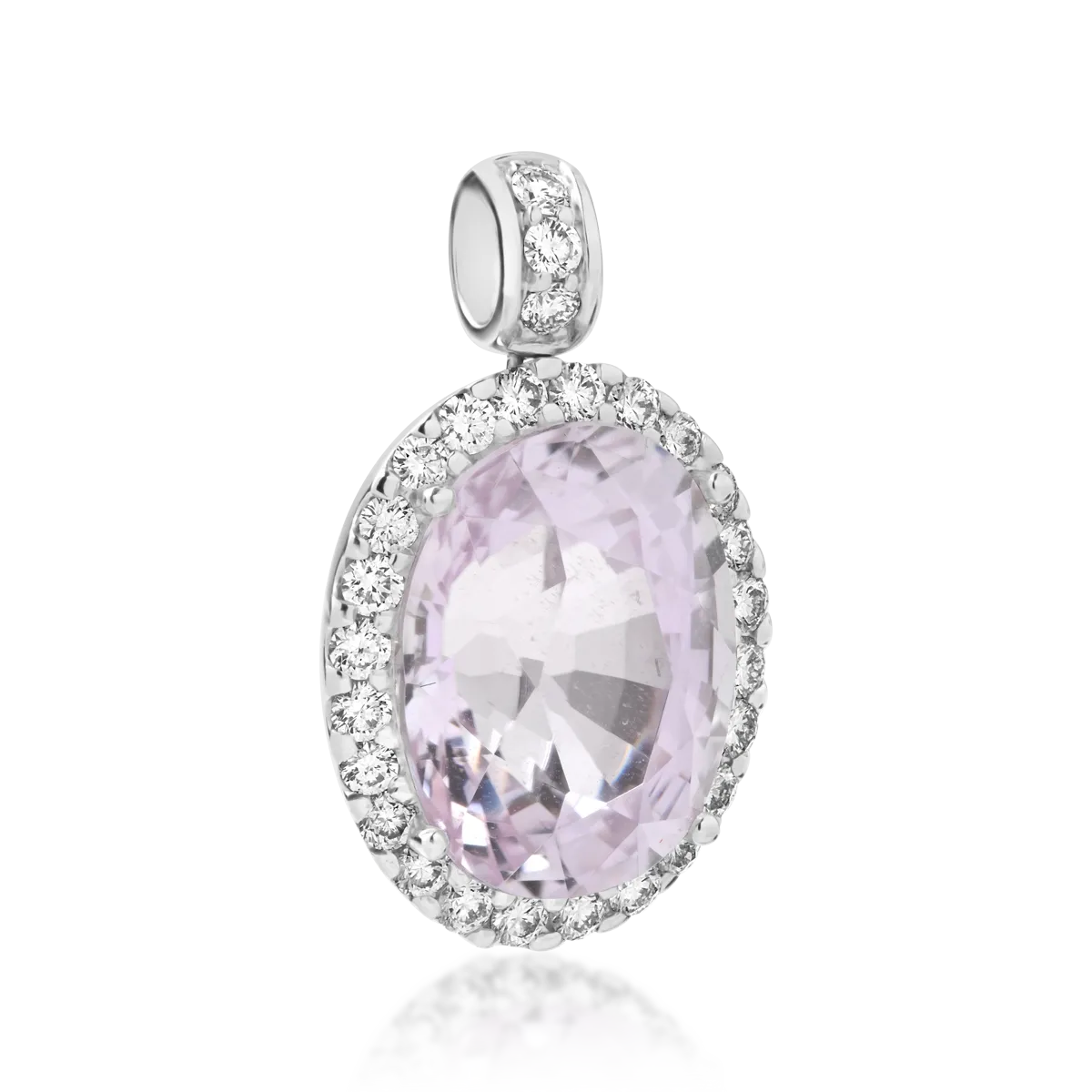 18K white gold pendant with kunzite of 6.21ct and diamonds of 0.44ct